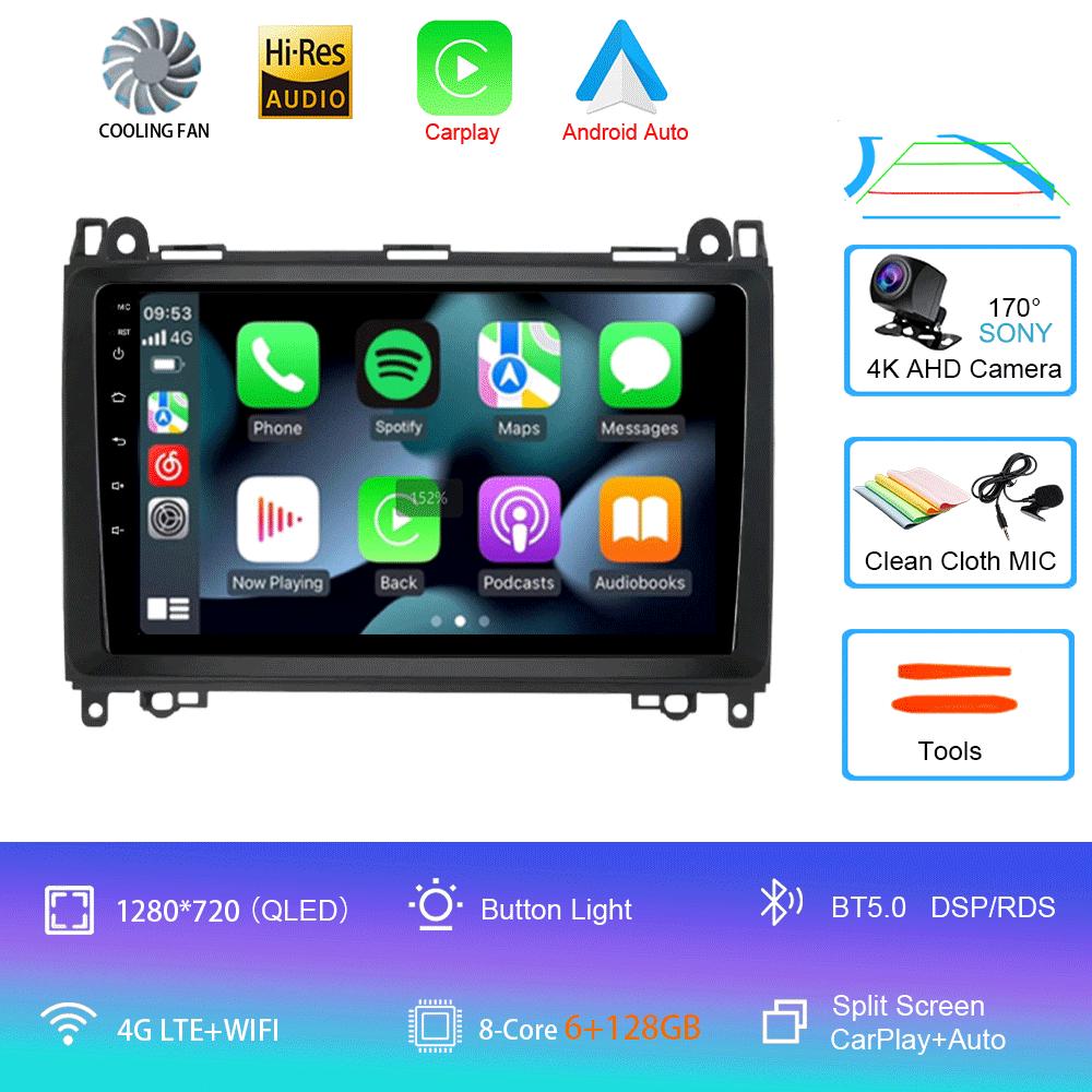 Видеоплеер Android 14 9'' для Mercedes Benz B200 Sprinter W906 W639 AB Class W169 W245 Viano Vito Car Radio Multimedia GPS DVD