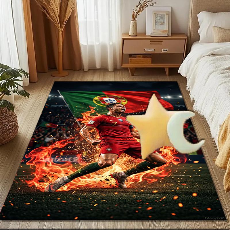 Cristiano Ronaldo Rug Game Carpet, Floor Mat for Bedroom Living Room Entryway Rug, Home Decor Idea Gift for Christmas birthday