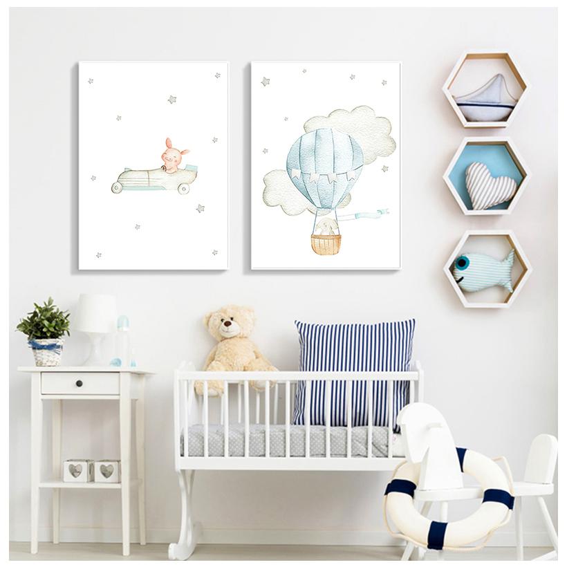 Настенная роспись для девочек, украшения для маленьких мальчиков, плакат для спальни, питомник слонов, печатное художественное оформление, живопись