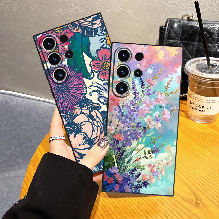 Мультяшный цветочный чехол для Samsung Galaxy S26 Ultra Note 20 8 9 10 S10 S9 S24 S20 Ultra S25 Plus S23 S21 FE Funda Чехол для телефона