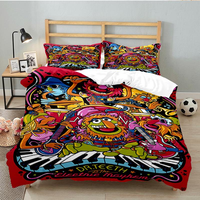 Muppet Show: Friendship Adventure 3PCS Bedding set,Ideal for 1pc Duvet Cover And 2pcs Pillowcases Perfect for Fan gift,Ideal for Bedroom, Dormitory