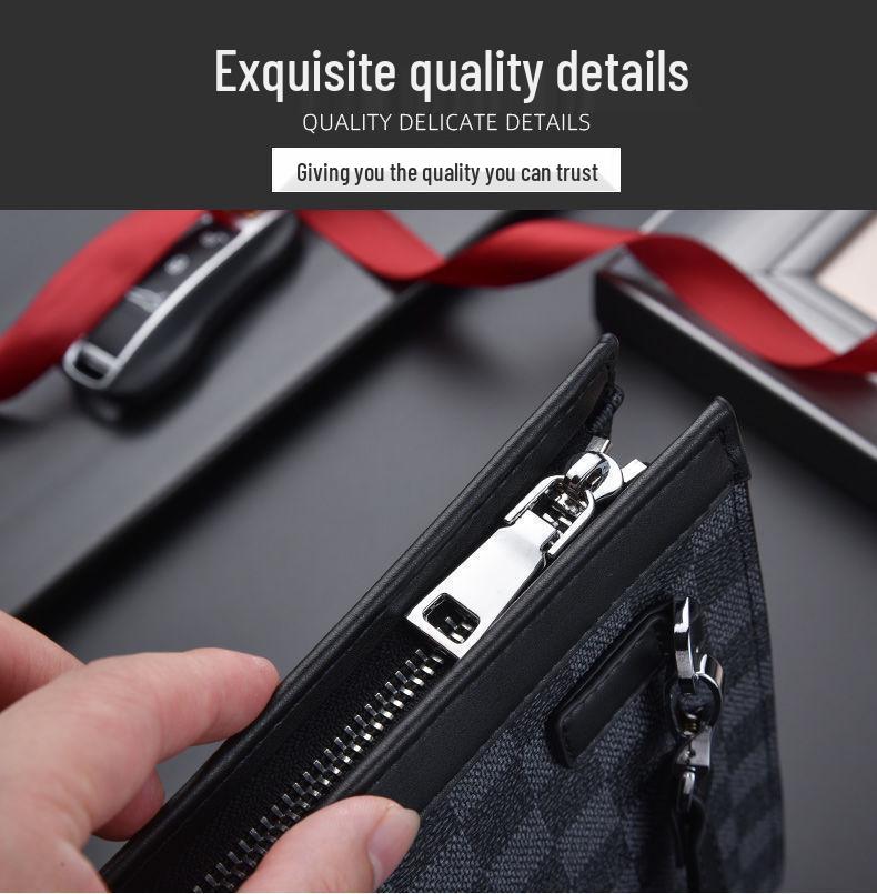 Мужской деловой клатч и косметичка с клетчатым принтом 2025