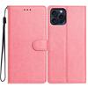 For iPhone 16 Pro Leather Phone Case Wallet Stand Cover with Handy Strap
