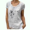 Женская модная блузка с коротким рукавом, весна-лето, повседневная хлопковая льняная футболка, круглый воротник, топ с принтом