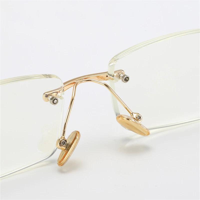 Модные анти-синие очки для чтения без оправы с алмазной оправой, мужские квадратные очки, очки для пресбиопии