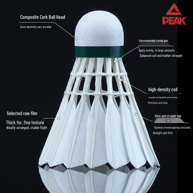 Peak A10 Durable Training Badminton Shuttlecocks (12-Pack)