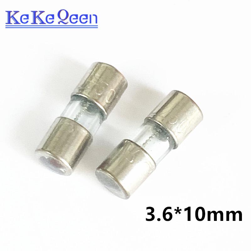 200pcs 3.6*10mm 3.6x10 250V F1A F2A F5A fast glass fuse without lead wire 3.6*10 glass slow fuse T1A T2A T5A New Free shipping
