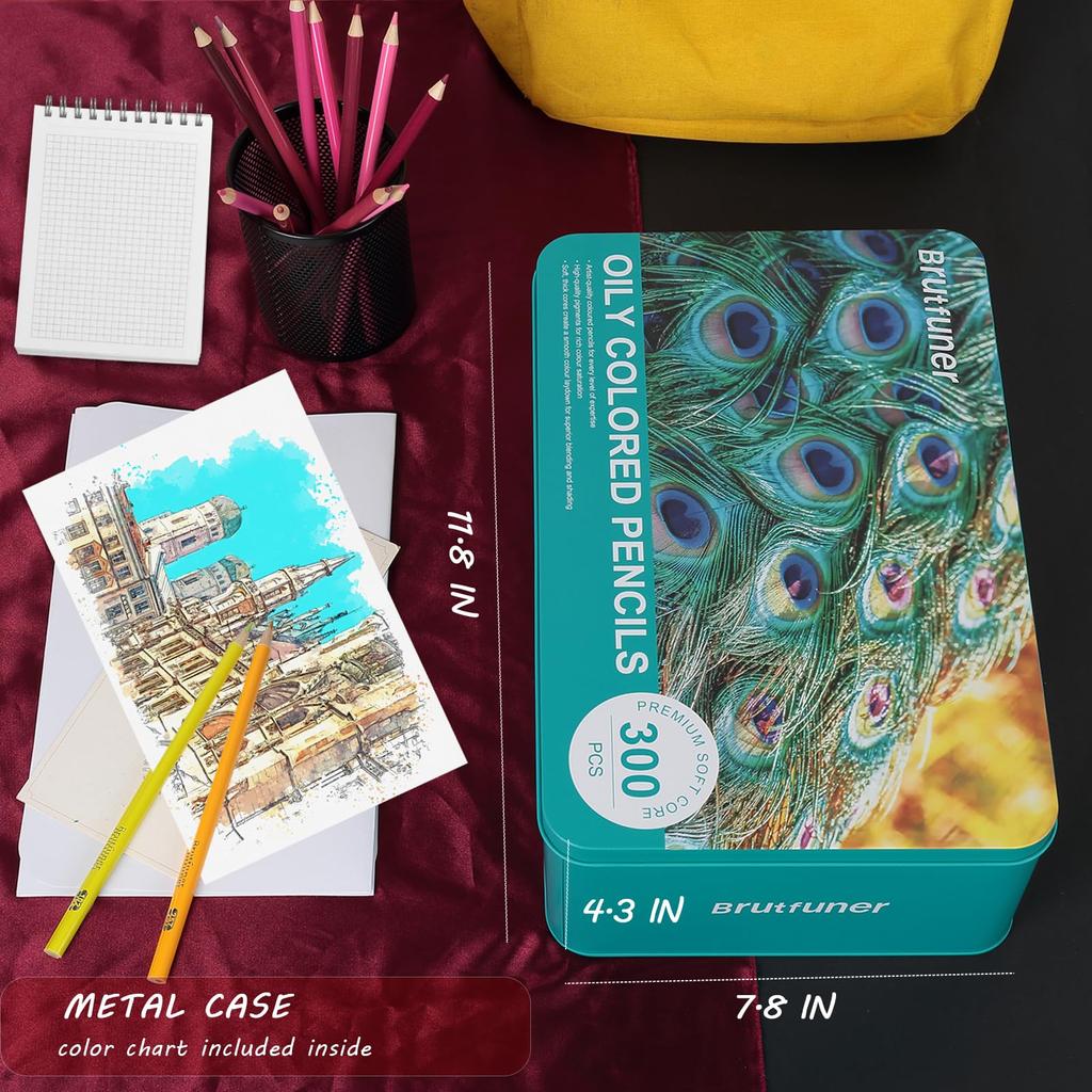 Набор цветных карандашей на масляной основе, 300 цветов, профессиональный набор цветных карандашей с мягким грифелем, идеально подходит для раскрашивания и рисования, для детей, взрослых и художников