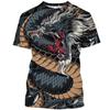 Summer Round Neck 3D Dragon Pattern Print Top Fashionable Casual Short Sleeved Men's T-shirts