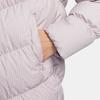 Nike Свободная водонепроницаемая теплая куртка-пуховик с капюшоном средней длины для женщин, верхняя одежда, серый, фиолетовый FD8213-019