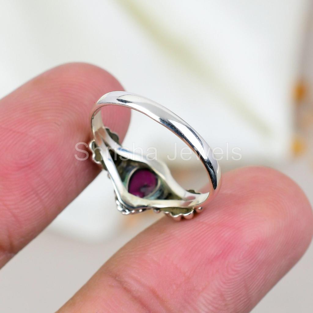 Кольцо ручной работы из стерлингового серебра 925 пробы с гранатом в форме груши и драгоценным камнем для женщин