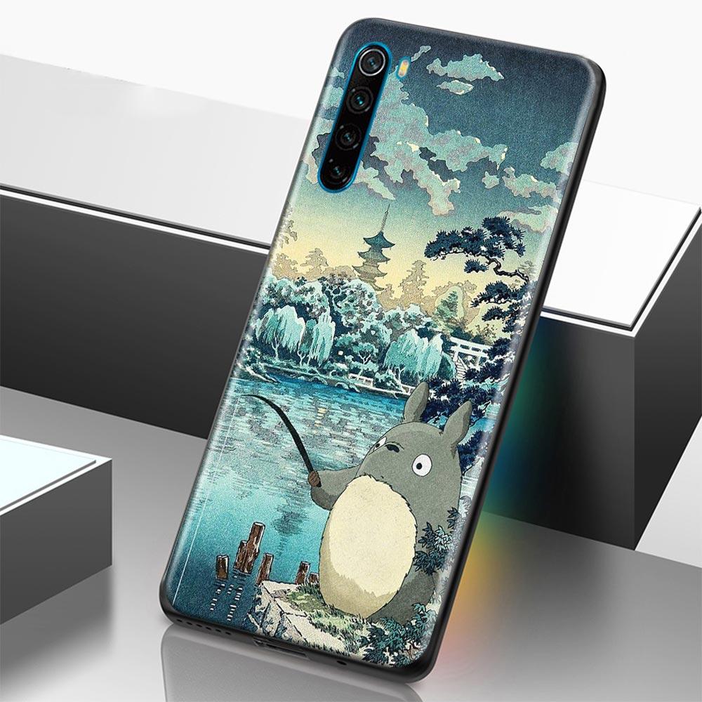 Милый чехол для телефона Studio Ghibli Тоторо Миядзаки с аниме для Xiaomi Redmi Note 9 9T 10 11 11E 8 7 Poco M3 M4 Pro 5G, черные чехлы