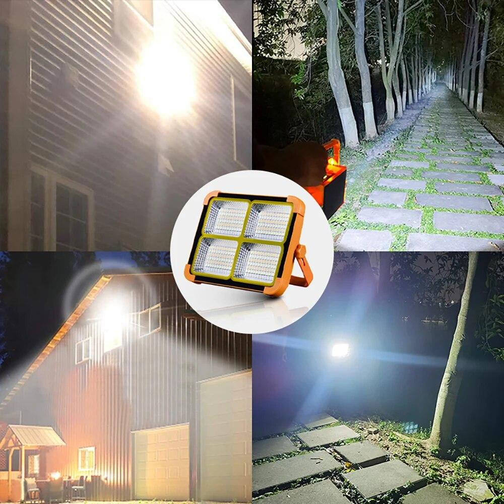 LED Solar Lights Rechargeable Lamp Flashlight Camping Lantern Portable Lighting Lights Outdoor Emergency Portable Camping Lights