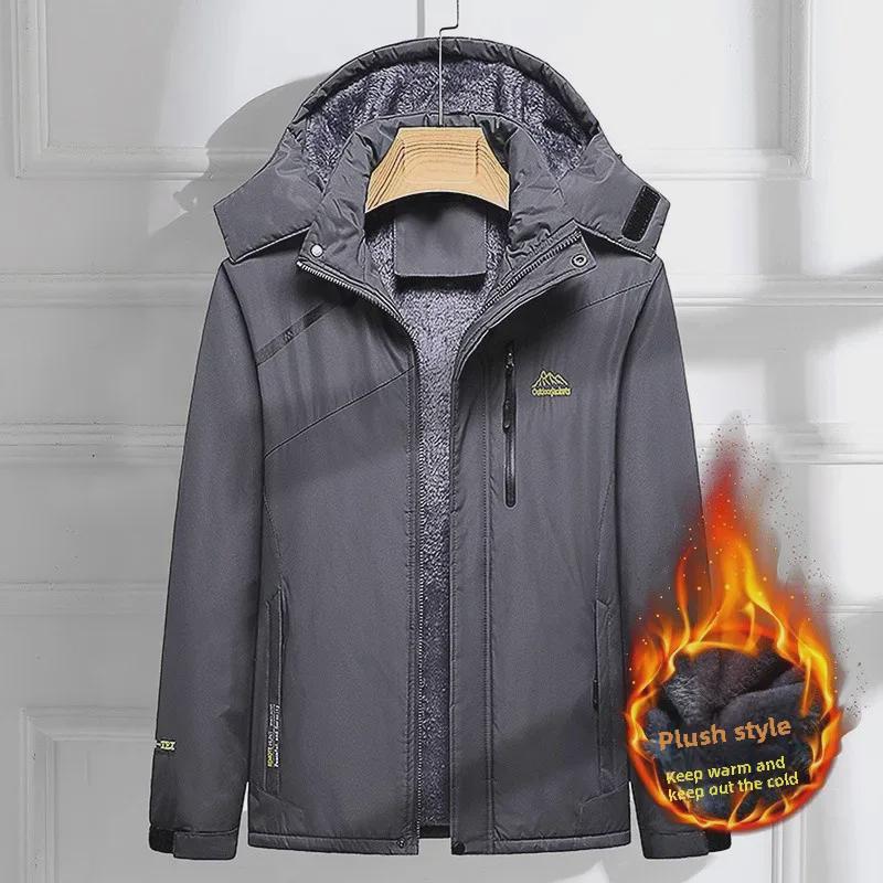 Мужская повседневная ветрозащитная куртка из утолщенного бархата и хлопка — большой размер, теплая для осени и зимы