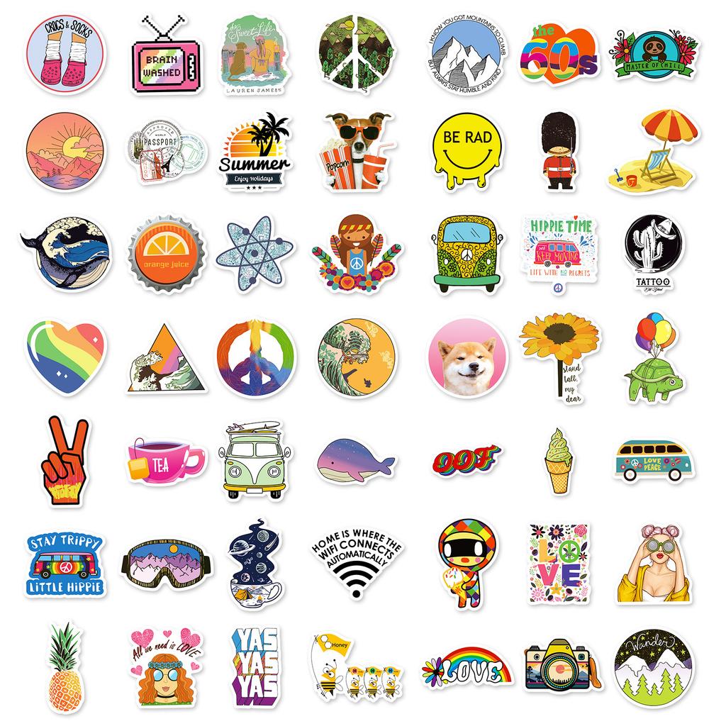 100 Неповторяющихся Маленьких Свежих Наклеек-граффити для смешивания и сочетания, Наклейки-материалы для DIY на ноутбук, чашку для воды, мобильный телефон, компьютер