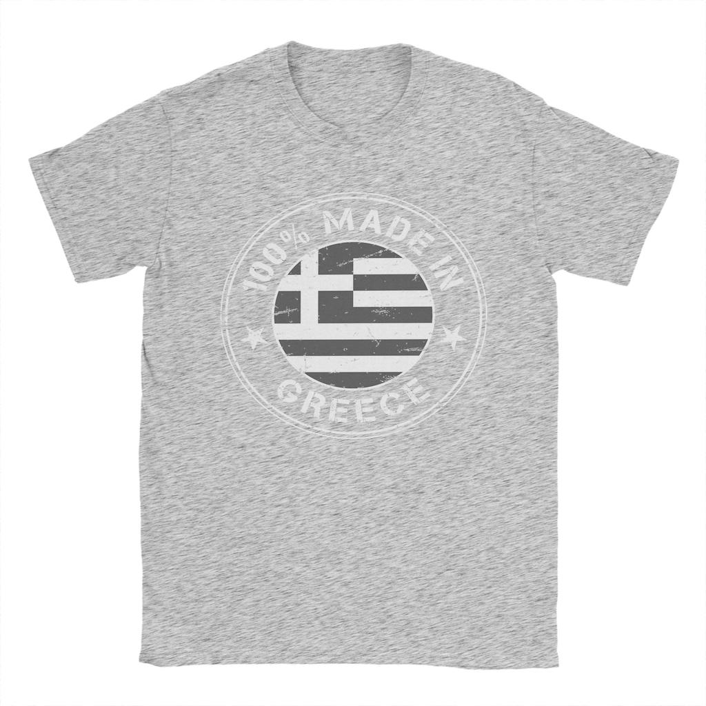 Greece greek flag TShirts for Men  Crazy Pure Cotton Tee Shirt Crewneck Short Sleeve T Shirt Summer Clothes