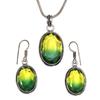 Green Tourmalinne Gemstone Mother's Day Jewelry Pendant Earring Set