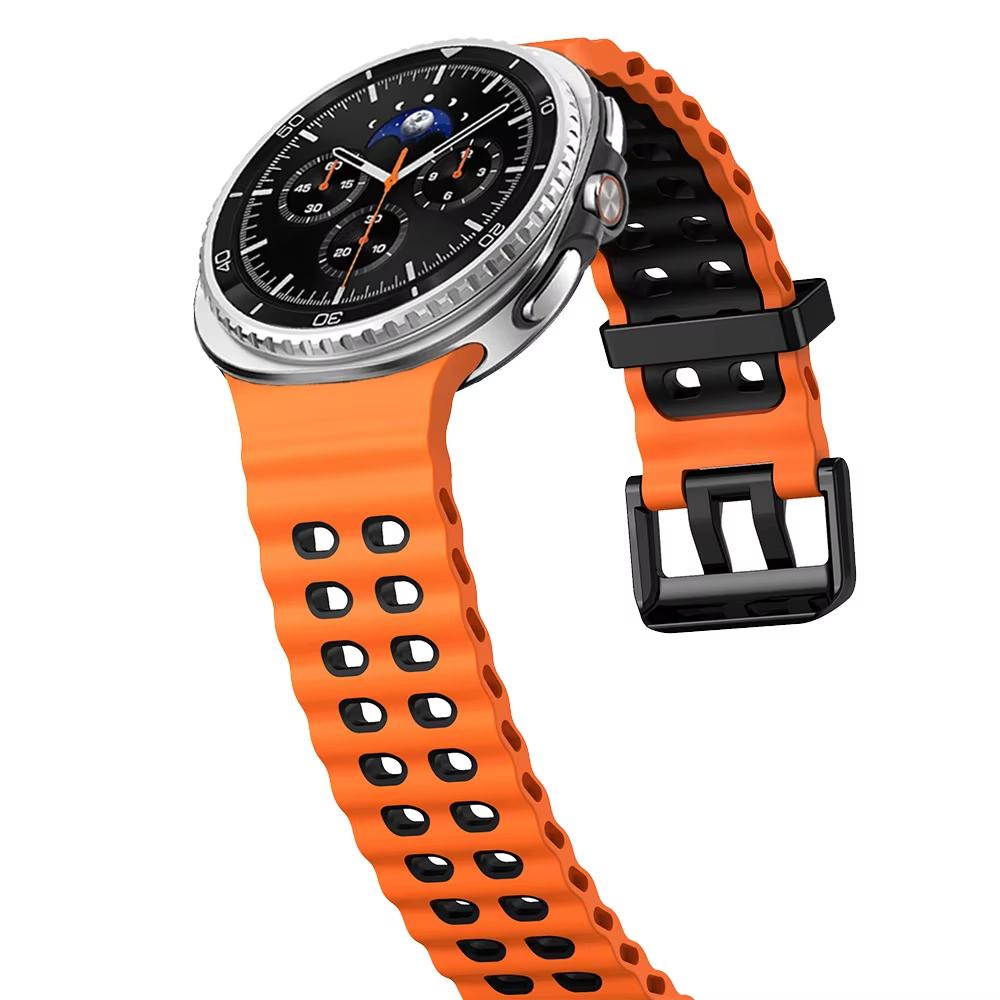 For Samsung Galaxy Watch 8 Strap 40mm 44mm Two color Sport silicone Marine belt Bracelet correa Galaxy Watch 8 classic 46mm band