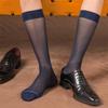 Men's Ultra Thin Nylon Dress Socks Soft See Through Breathable Calf Length Socks Long Stockings for Business Formal Wear
