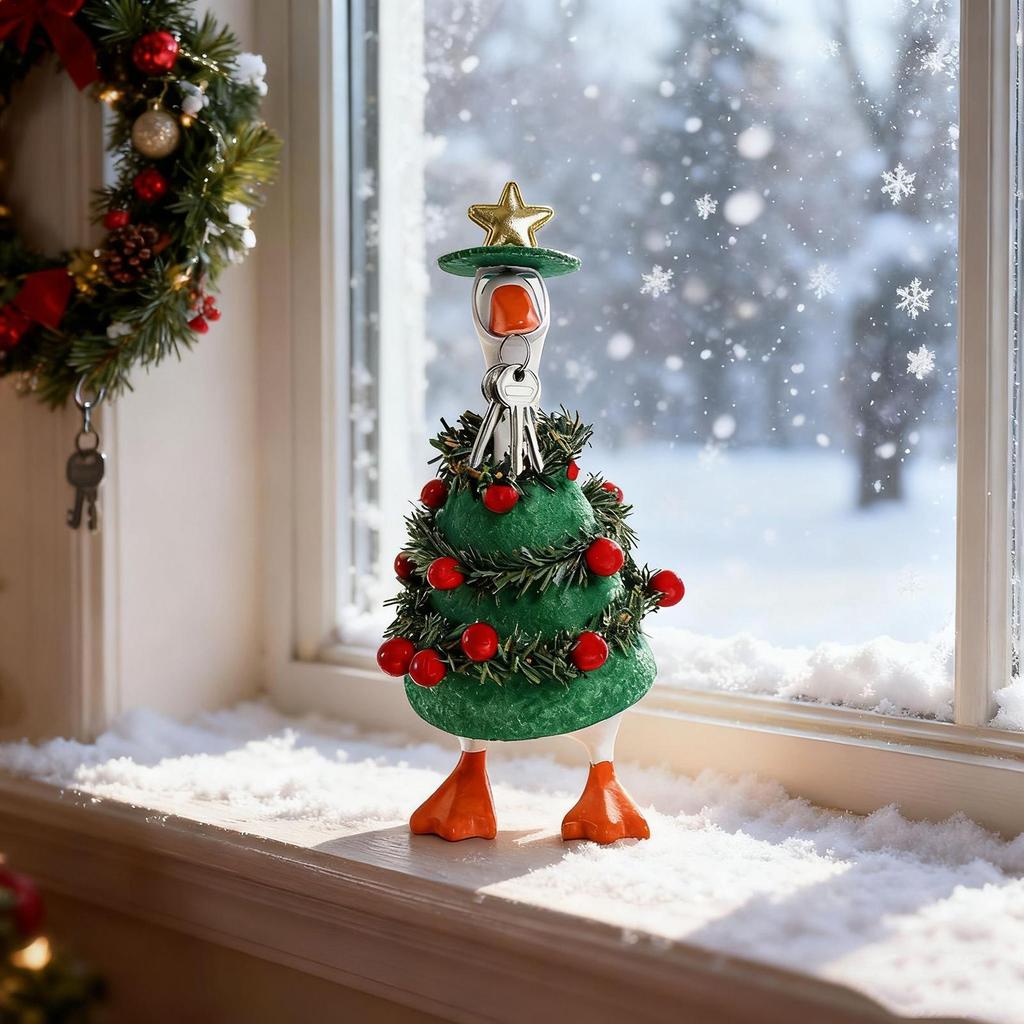 Porch Geese Christmas Costume Christmas Tree Shaped Statue Clothes Lawn Porch Geese Statue Costume For Holiday Celebrations