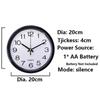 1 PC Round Bedroom Kitchen Silent Wall Clock Quartz Bell Sweep Second Movement