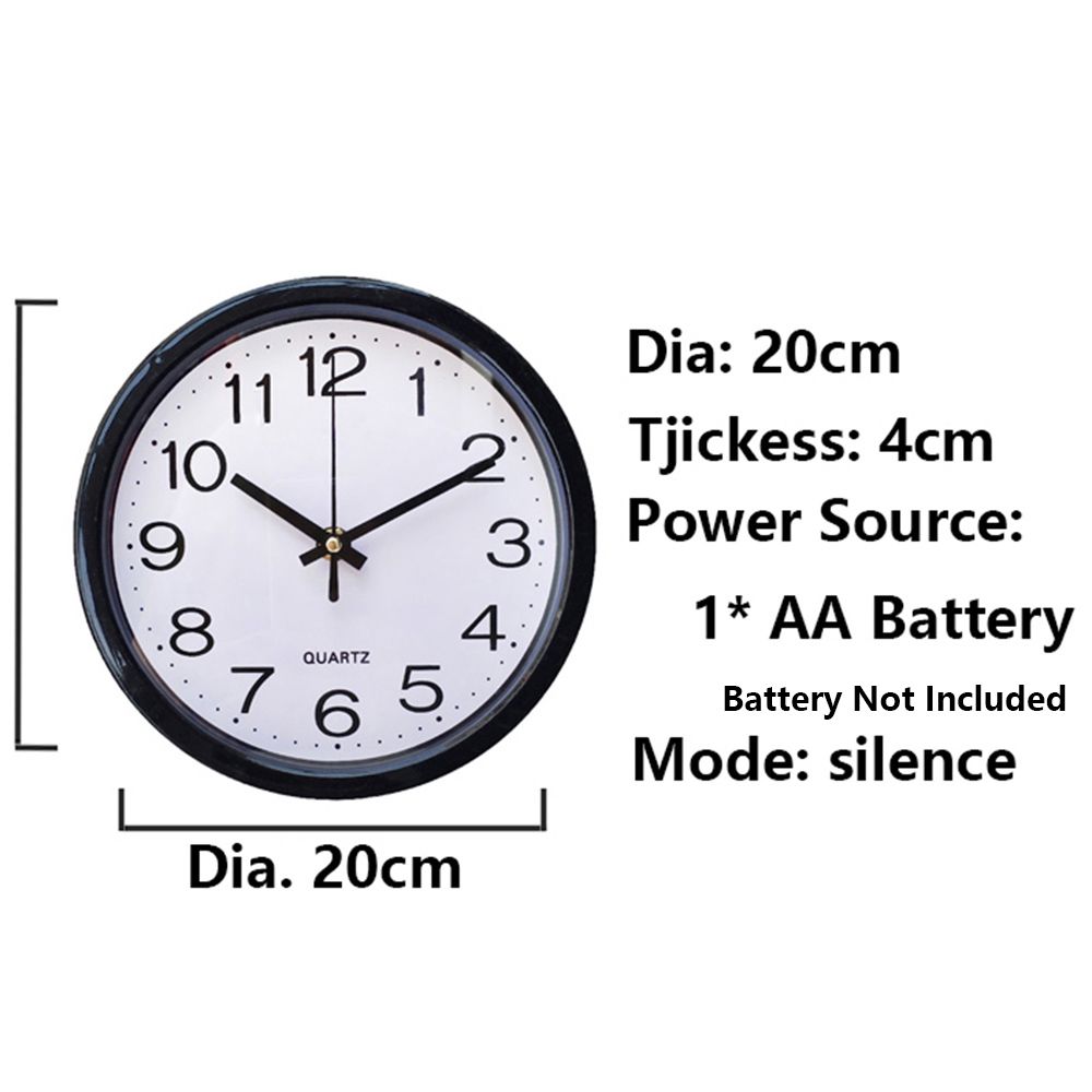 1 PC Round Bedroom Kitchen Silent Wall Clock Quartz Bell Sweep Second Movement