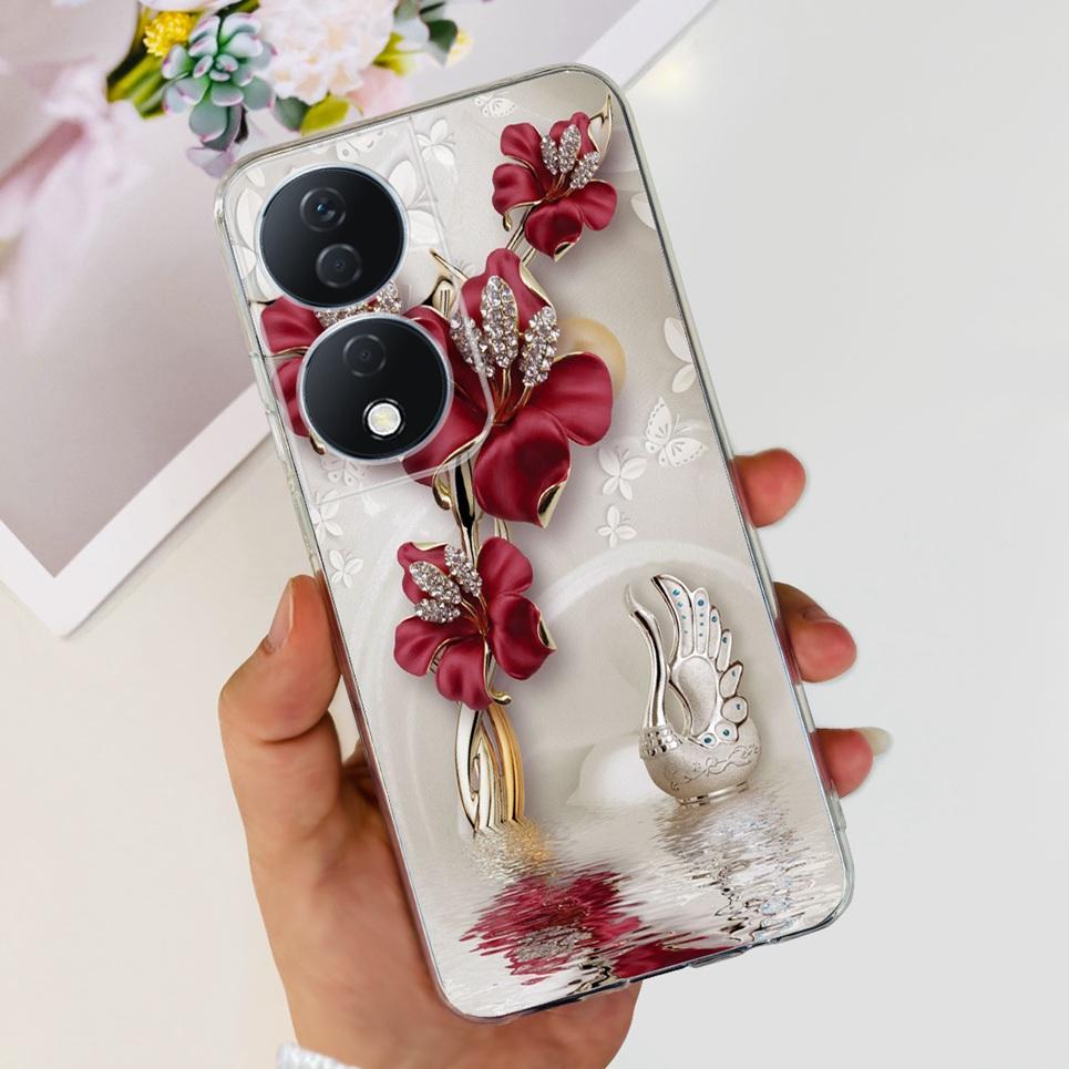 For Cover Honor X7b 5G Case For Honor X8B 4G Love Heart Women Fashion Luxury Pattern Housing Etui Huawei HonorX8b Soft Clear TPU