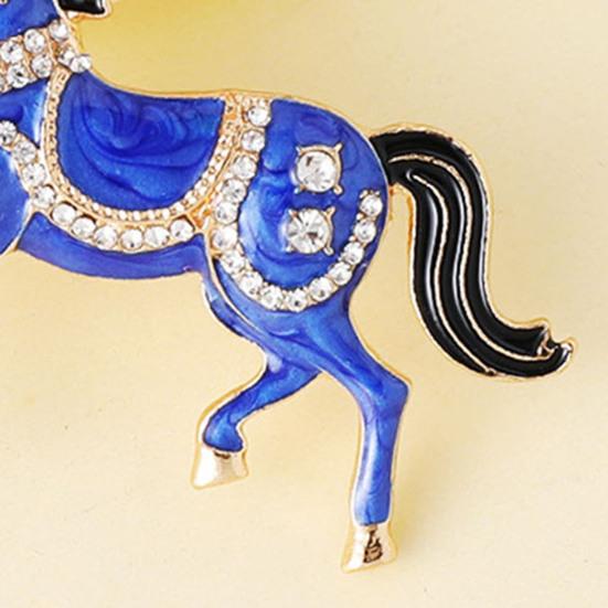 Enamel Horse Brooch Rhinestones Inlaid Horse Lapel Pin Retro Horse Brooch Pin Men Women Outfit Accessory for Clothes Hats Bags Scarves