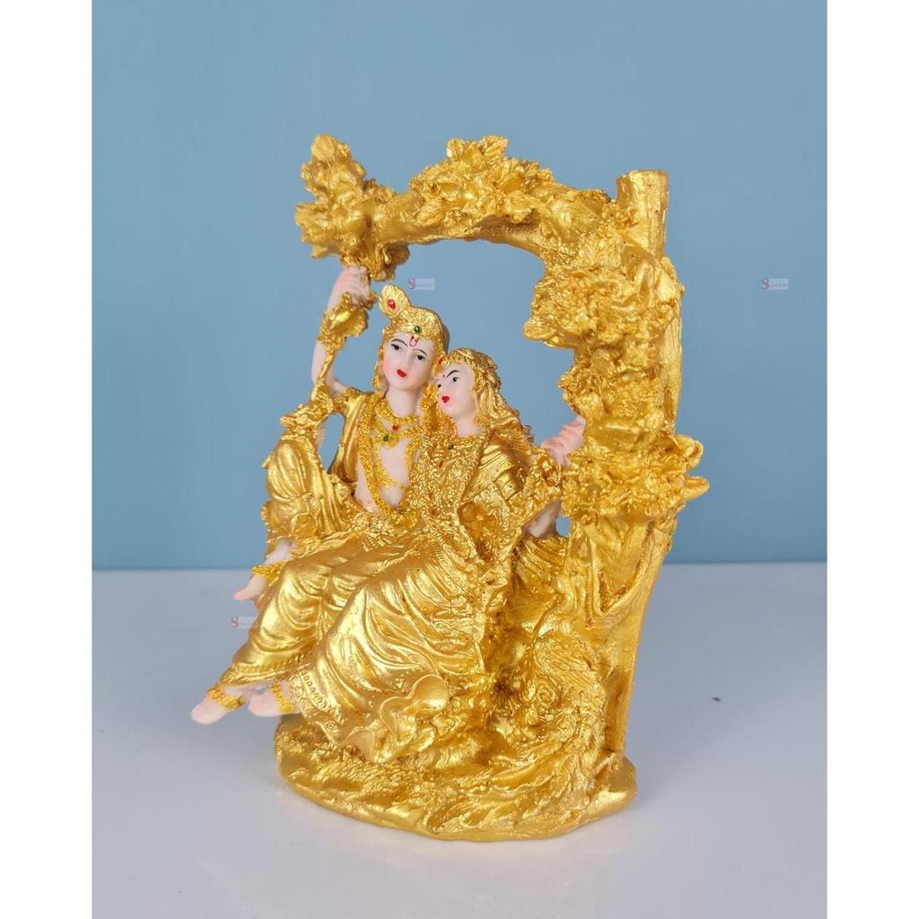 1 Pcs Shree Radha Krishna Idol - Gold Murti Statue | Gift for Him/Her, Mother's Day,Decor, Ganesh Pooja, Office,car Dashboard, Mandir,