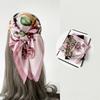 68cm Rose Printed Square Scarf Women's Spring and Summer Thin Imitation Silk Scarf High-end Versatile Headscarf Scarfs Shawl