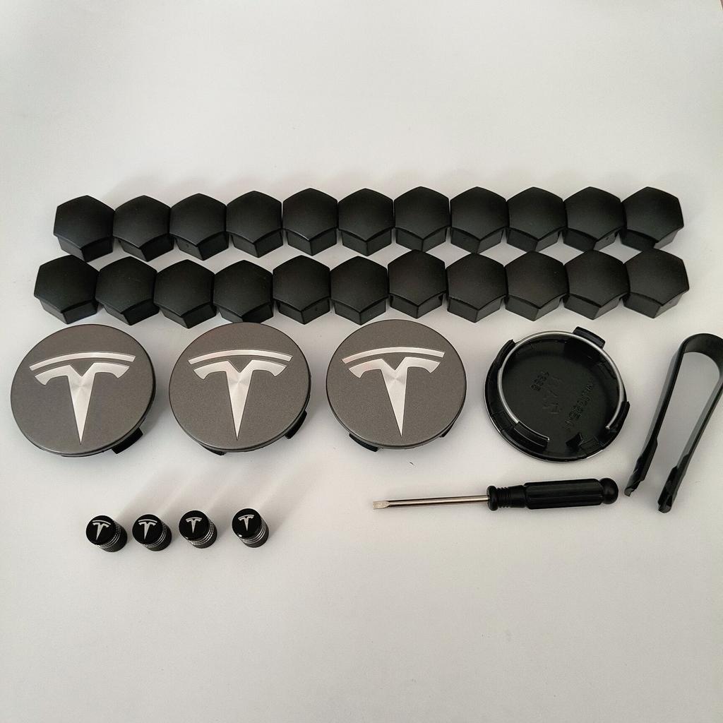 26PCS 30PCS Wheel Centerfor Tesla Model 3 Model Y 2025 Model Y Juniper Car Hub Decorative Caps Badge Lug Nut Protective Cover