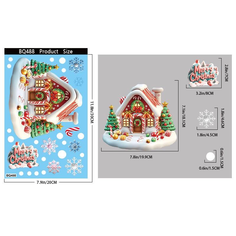 Christmas Decorations: Snowman, Snowflake, Glass Stickers, Christmas Party Decorations, Static Stickers.