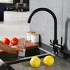 Newly Osmosis Water Filter Three Way Sink Taps Mixer Swivel Water Purification 3 In 1 Kitchen Faucets Matte Black/Brushed Nickle