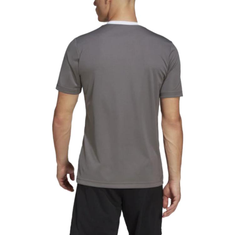 Adidas Logo Print V-Neck Short Sleeve T-Shirt Men Tops Lead HE1574