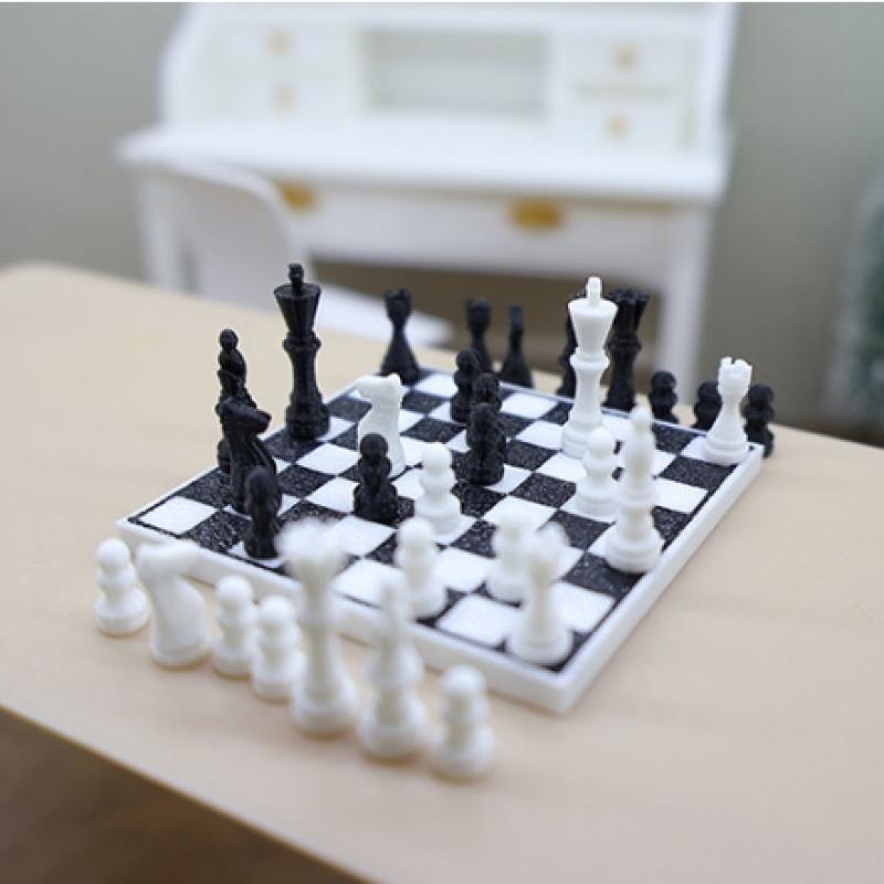 1 комплект 1: 12 Кукольный домик Мини Симуляция Международные шахматы Модель Для Детей Миниатюрная Шахматная доска Украшение Жизненной сцены