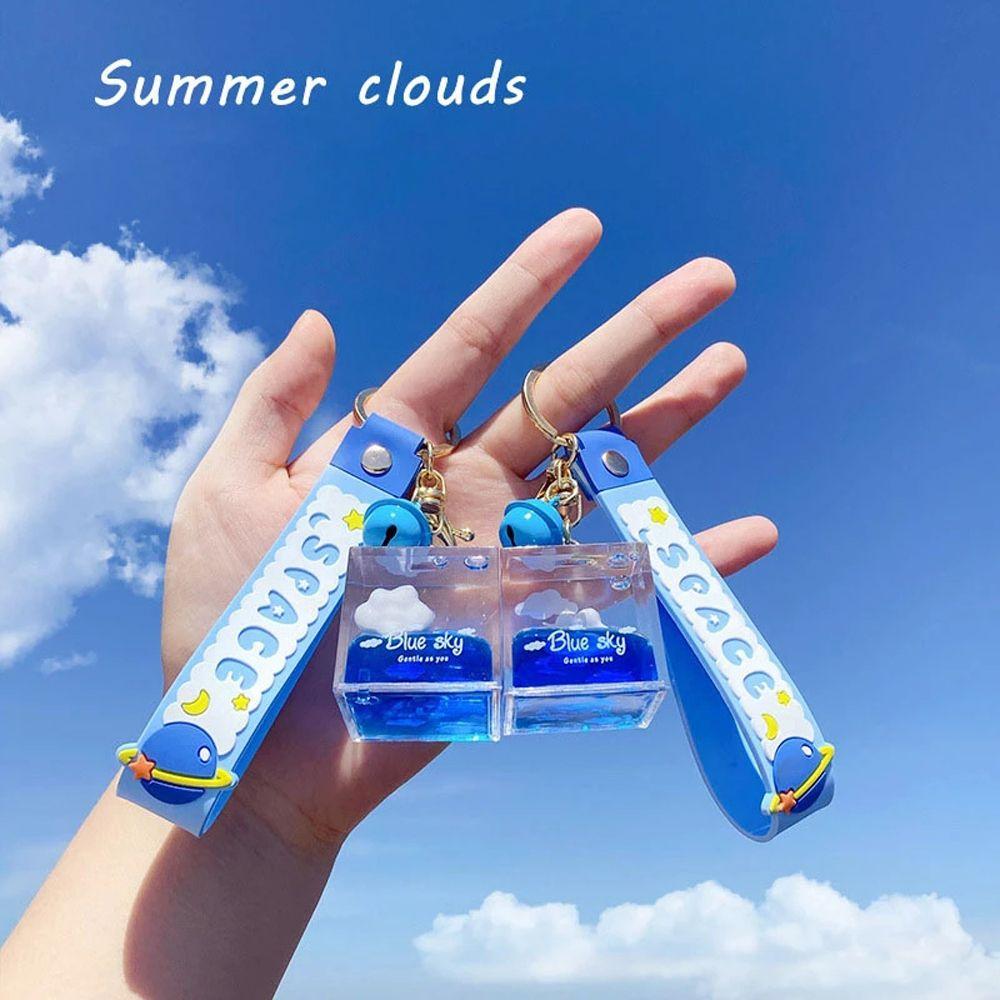 Подвеска Blue Sky Oiled Accessories Quicksand Keychain Car Key Ring Square Bottle Acrylic Keyring