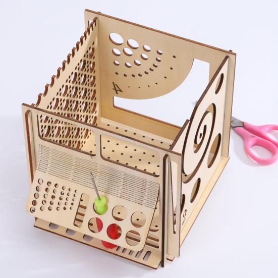 Деревянная миска для пряжи, многофункциональная пряжа для вязания, настольный ящик для хранения шаров, инструменты для вязания крючком, аксессуары