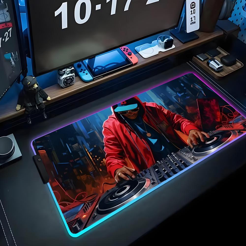 Коврик для мыши DJ RGB Игровой коврик для мыши Большой светодиодный коврик Настольный коврик для ПК Светящийся коврик для мыши Большие коврики для клавиатуры Настольный ковер с подсветкой