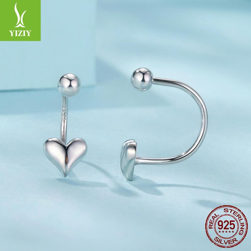 Серьги-пусеты Love Reverse для женщин, персонализированные минималистичные серьги из стерлингового серебра S925 с передней и задней структурой