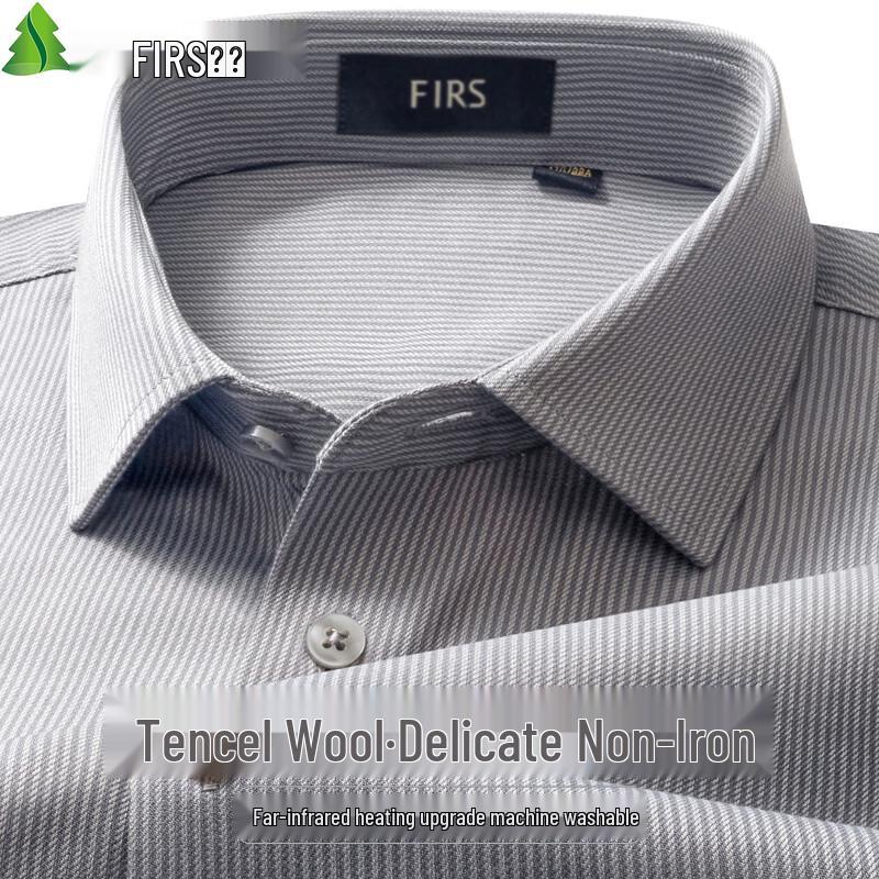 Shanshan Men's Tencel Wool Blend Easy Care Long-Sleeve Shirt