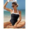 Sexy Color Block Splicing Cut Full Back Women Swimwear One Piece Binkin Swimsuit Female Bather Bathing Suit Swim