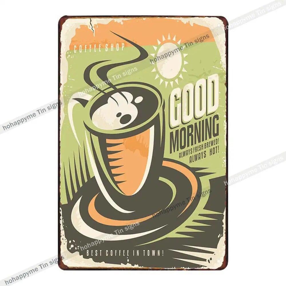 Coffee Vintage Signs Tin Metal Art Iron Painting Decoration Cafe Pub Club Bar Retro Poster Wall Stickers Home Decor 20x30cm