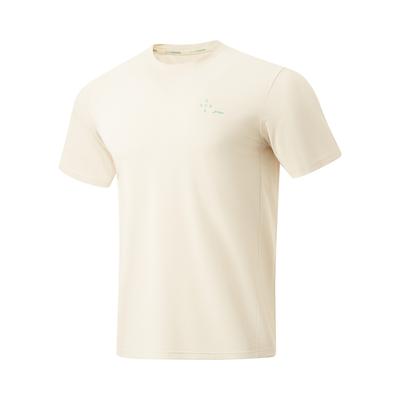 Футболка мужская Li Ning Mens Running Series быстросохнущая дышащая с круглым вырезом и логотипом, светоотражающая, с коротким рукавом, рок-бело-серая ATSU051-4