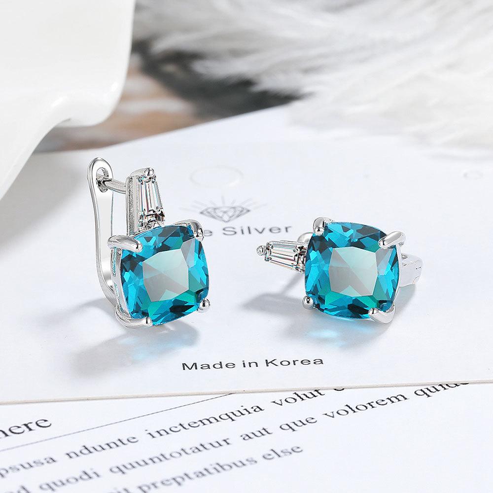 European & American Zircon Diamond Earrings with Large Stone - Trendy Zircon Ear Clips & Studs Jewelry