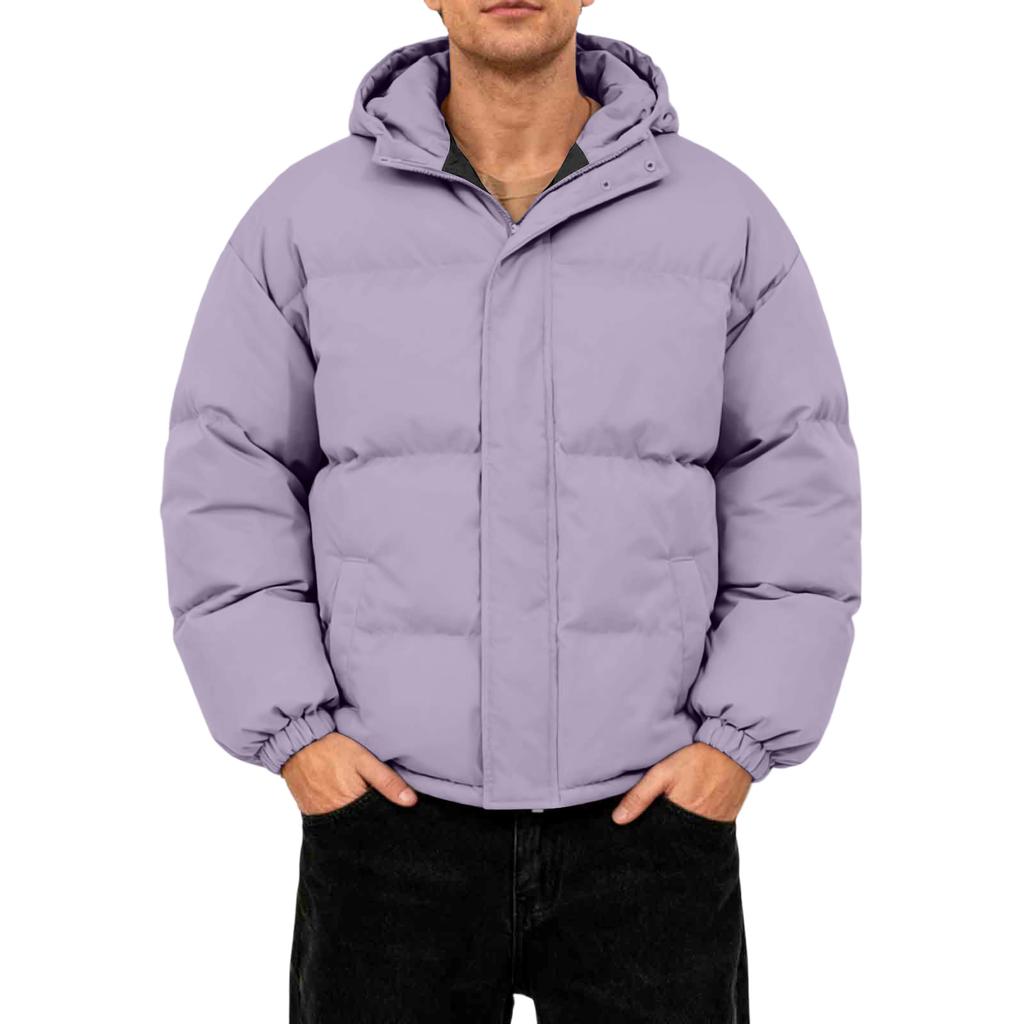 Men's Oversized Casual Down Jacket With Long Sleeves And Hood
