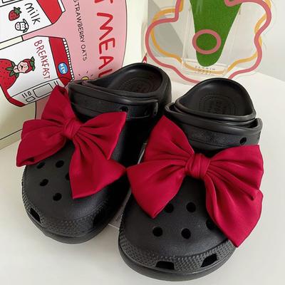 1 шт. зажим для обуви с бантом, пряжка для обуви в форме отверстия, женские украшения для обуви, декоративные зажимы, шелковая пряжка с подвеской в виде банта