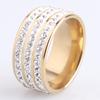 9 мм золотого цвета Глина три ряда кристалл Нержавеющая сталь обручальные кольца для мужчин женщин