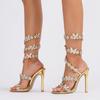 Eilyken Summer Designer Butterfly-knot Crystal Sandals Sexy Peep Toe Thin Heel Wedding Party Back Strap Shoes