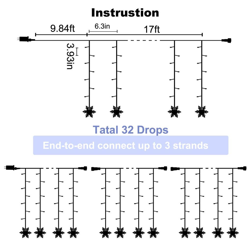 Светодиодная гирлянда «Снежинки» и «Сосульки», USB декоративные гирлянды для рождественских и праздничных окон