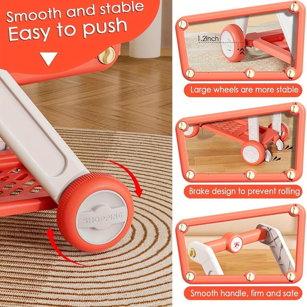 Набор детской тележки для покупок, 31 шт., красный и зеленый, из другого пластикового материала, с игровой едой, фруктами, овощами, десертами и аксессуарами для магазина